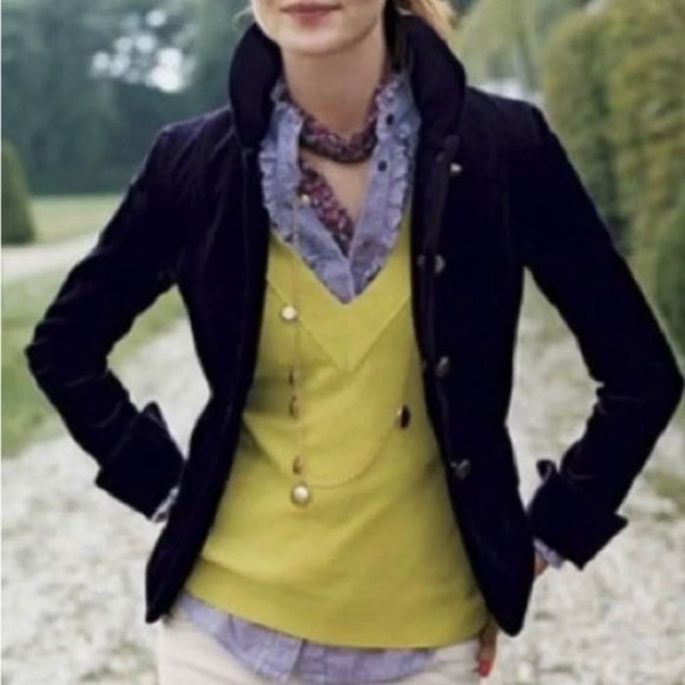 J. Crew Bella Velvet Blazer Black Size 4 EUC